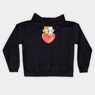 Winged Cat Love Valentines Light Kids Hoodie